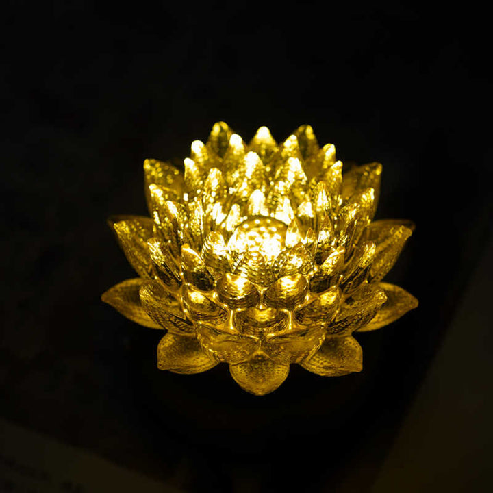 Buddha Stones Lotus Liuli Glas Kupfer Messing Neubeginn Wohndekoration - image 3