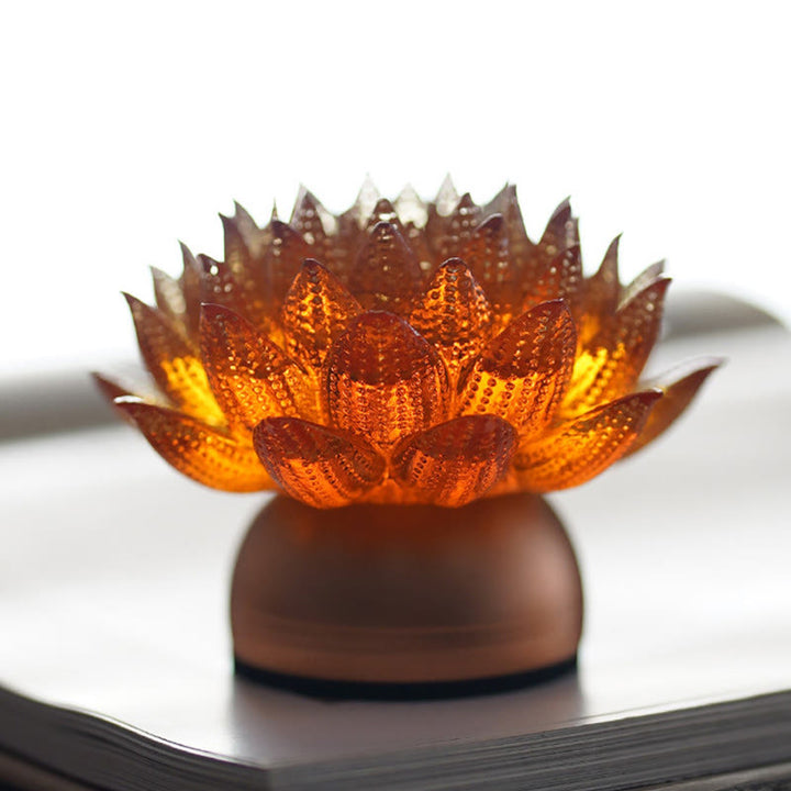 Buddha Stones Lotus Liuli Glas Kupfer Messing Neubeginn Wohndekoration - image 19