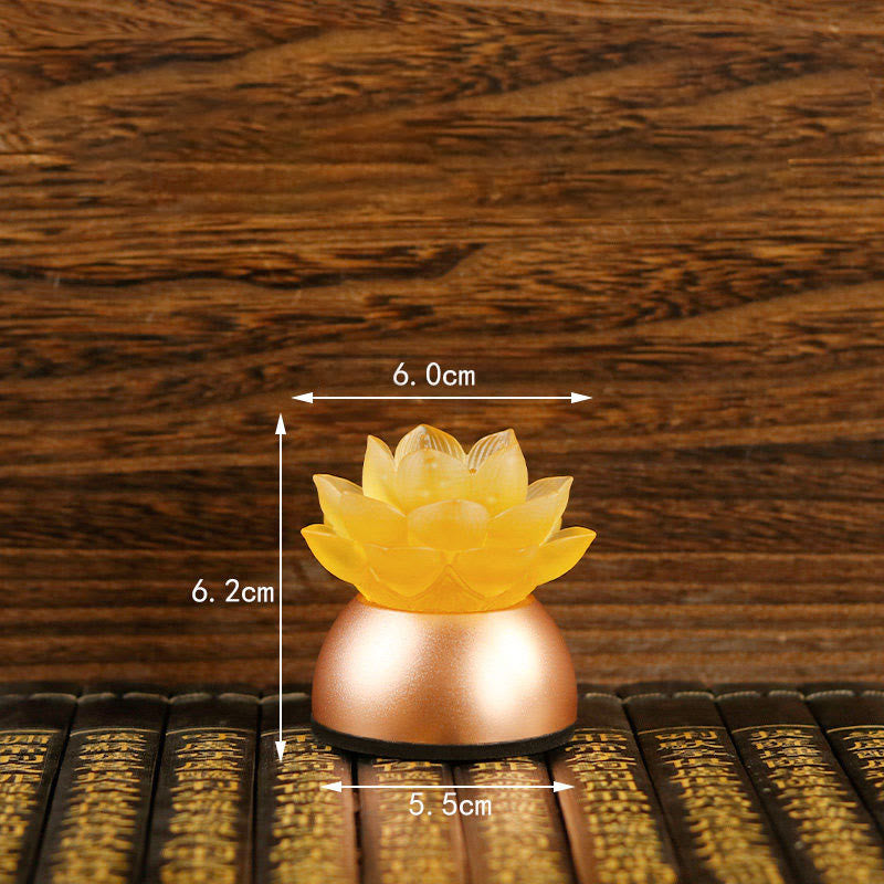 Buddha Stones Lotus Liuli Glas Kupfer Neubeginn Wohndekoration - SandyBrown Steckdosenstecker (6*6,2*5,5 cm) - image 9