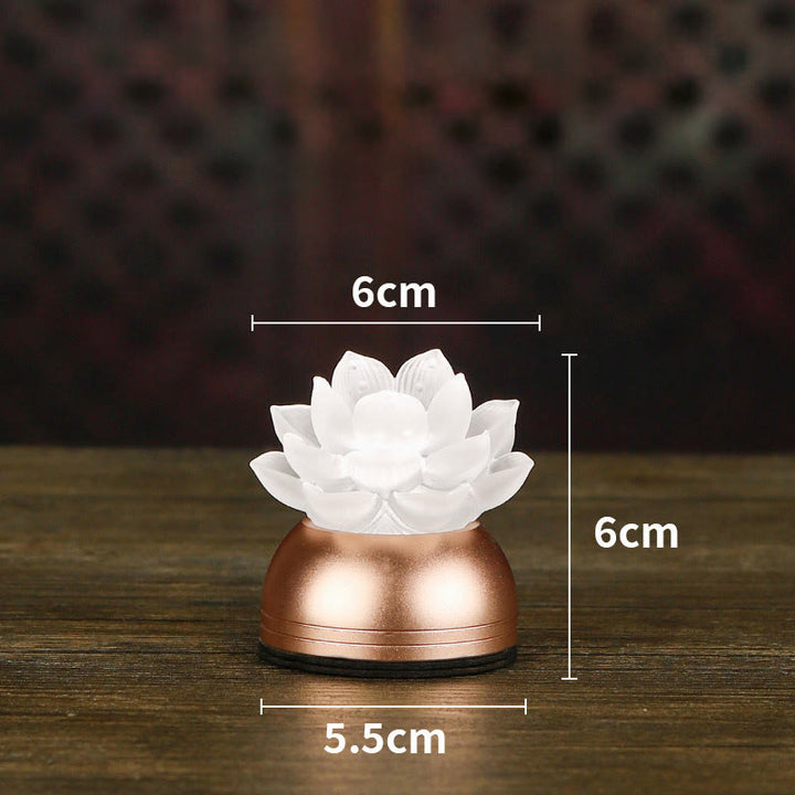 Buddha Stones Lotus Liuli Glas Kupfer Neubeginn Wohndekoration - Weiß, wiederaufladbar (6 x 6 x 5,5 cm) - image 17