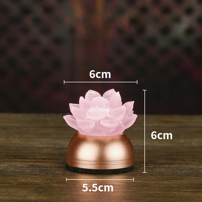 Buddha Stones Lotus Liuli Glas Kupfer Neubeginn Wohndekoration - Rosa, wiederaufladbar (6 x 6 x 5,5 cm) - image 18