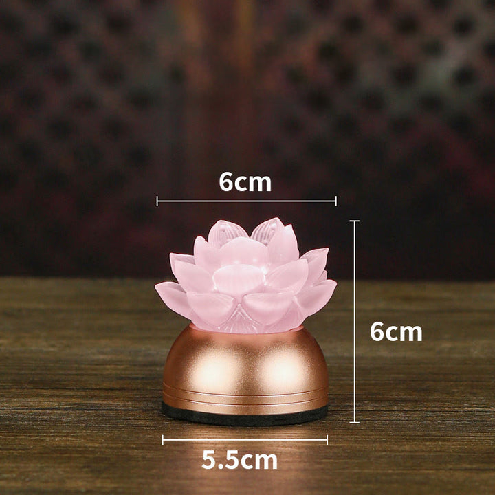 Buddha Stones Lotus Liuli Glas Kupfer Neubeginn Wohndekoration - Rosa, wiederaufladbar (6 x 6 x 5,5 cm) - image 18