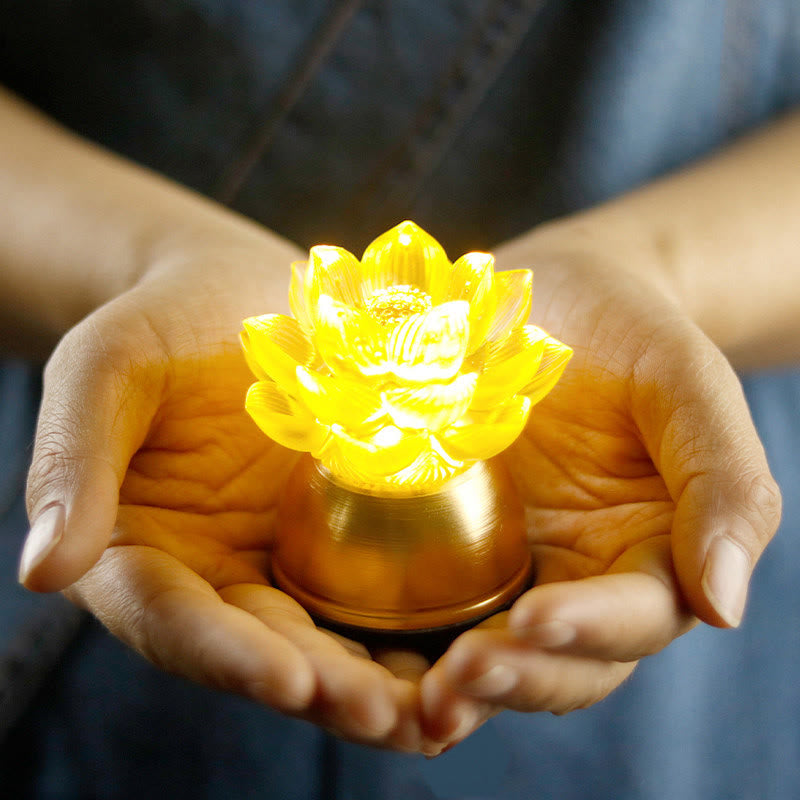 Buddha Stones Lotus Liuli Glas Kupfer Neubeginn Wohndekoration - image 0