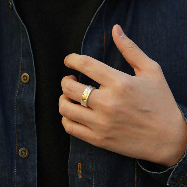 Buddha Stones Ring aus 999er Sterlingsilber und 999er Gold mit Koi-Fisch-Motiv und Glückswolken - image 6