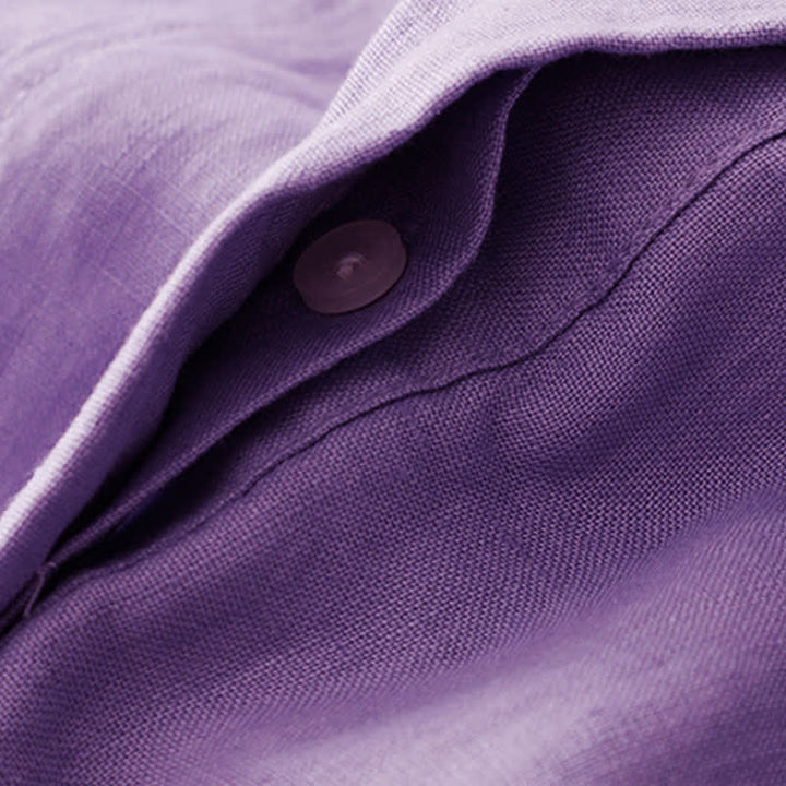 Buddha Stones Sommerliches, ärmelloses Baumwoll-Midikleid mit Taschen, Reverskragen und Lochspitze - image 9