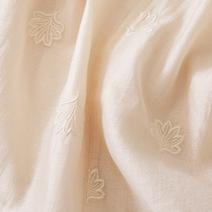 Buddha Stones Maxikleid mit Blumenstickerei, Froschknopfleiste, Stehkragen, Seitenschlitz und halben Ärmeln ... - image 11