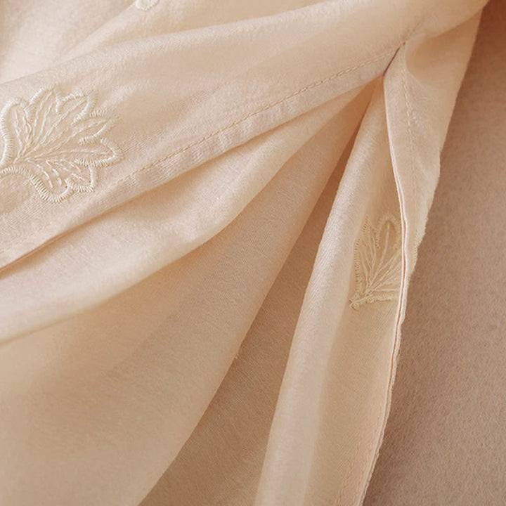 Buddha Stones Maxikleid mit Blumenstickerei, Froschknopfleiste, Stehkragen, Seitenschlitz und halben Ärmeln ... - image 12