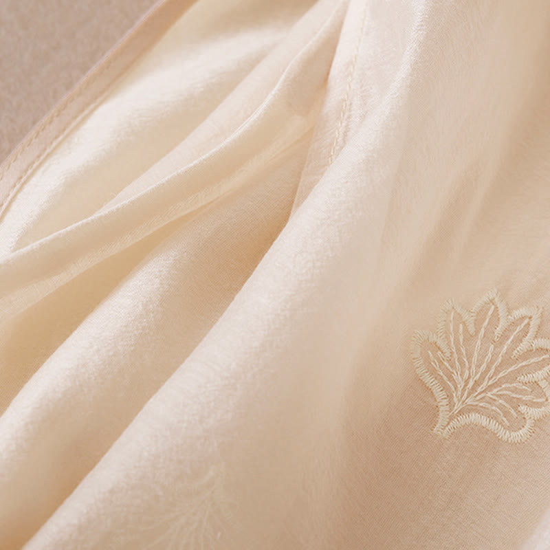 Buddha Stones Maxikleid mit Blumenstickerei, Froschknopfleiste, Stehkragen, Seitenschlitz und halben Ärmeln ... - image 10