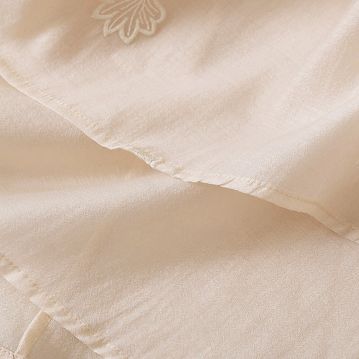 Buddha Stones Maxikleid mit Blumenstickerei, Froschknopfleiste, Stehkragen, Seitenschlitz und halben Ärmeln ... - image 13