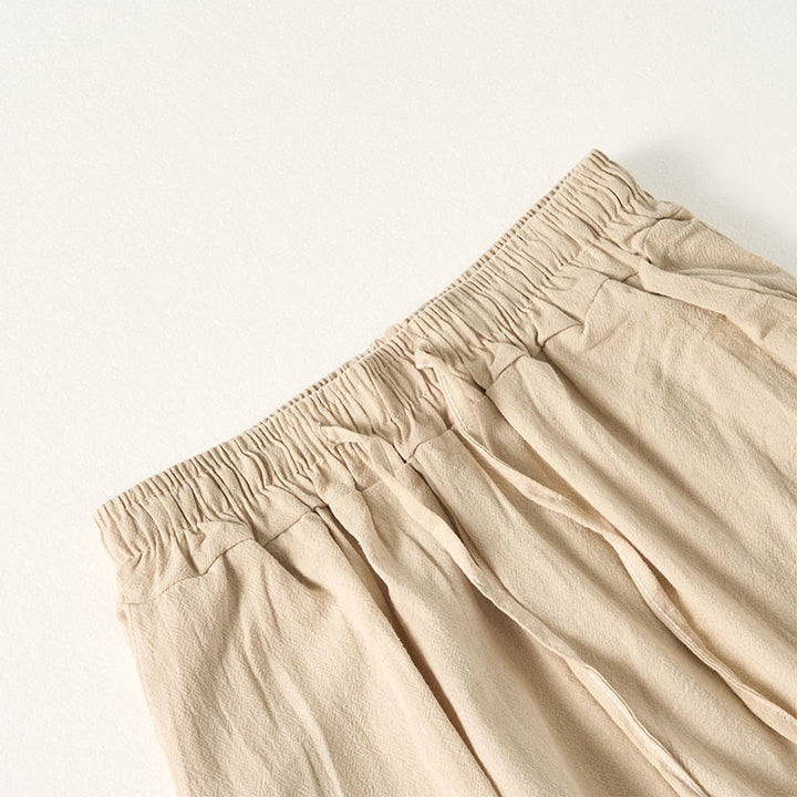 Buddha Stones Schlichte, gestreifte Damenhose im Bohemian-Stil mit weitem Bein und Taschen - image 6