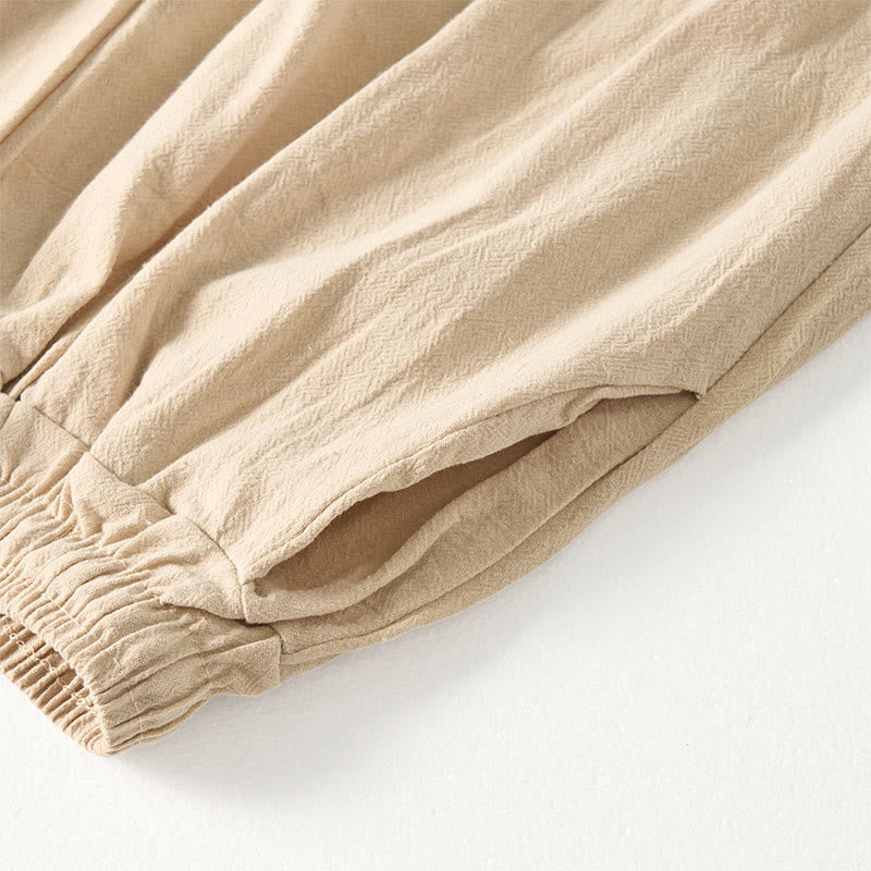 Buddha Stones Schlichte, gestreifte Damenhose im Bohemian-Stil mit weitem Bein und Taschen - image 7