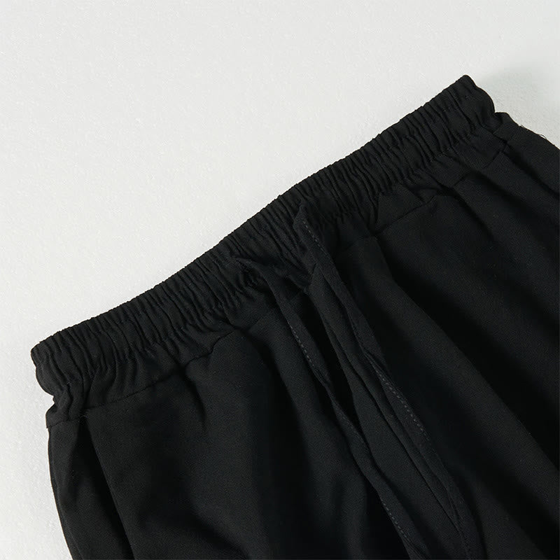 Buddha Stones Schlichte, gestreifte Damenhose im Bohemian-Stil mit weitem Bein und Taschen - image 11