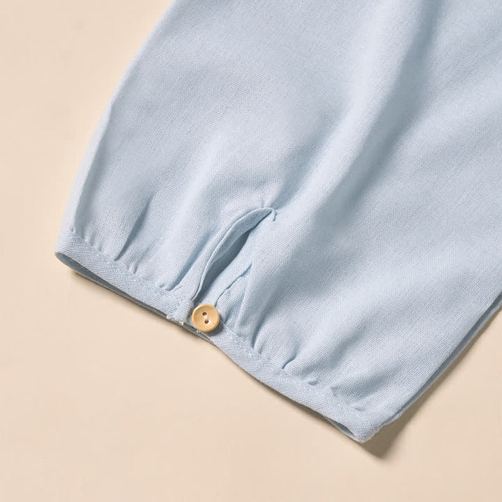 Buddha Stones Sommerliches Midikleid aus Baumwolle mit Falten, Knöpfen und kurzen Ärmeln – perfekt für den Arbeitsweg - image 4