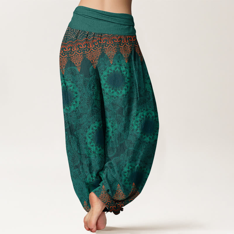 Buddha Stones Haremshose aus reiner Baumwolle mit dreieckigem Mandala-Muster für Damen, elastische Taille - image 16