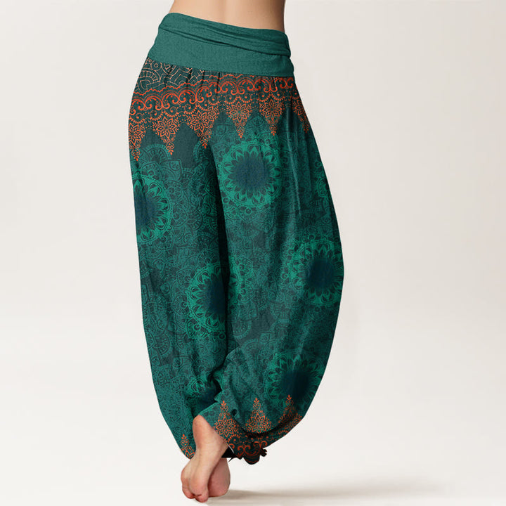 Buddha Stones Haremshose aus reiner Baumwolle mit dreieckigem Mandala-Muster für Damen, elastische Taille - image 16