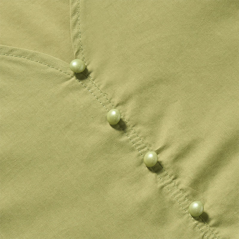 Buddha Stones Sommerliches, einfarbiges Kurzarmhemd für Damen mit V-Ausschnitt und Zierknöpfen - image 9