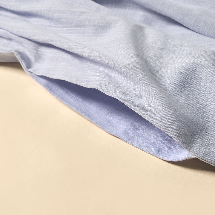 Buddha Stones Sommerliches Midikleid mit Weinrebenstickerei, Schnürung, kurzen Ärmeln und Taschen - image 3