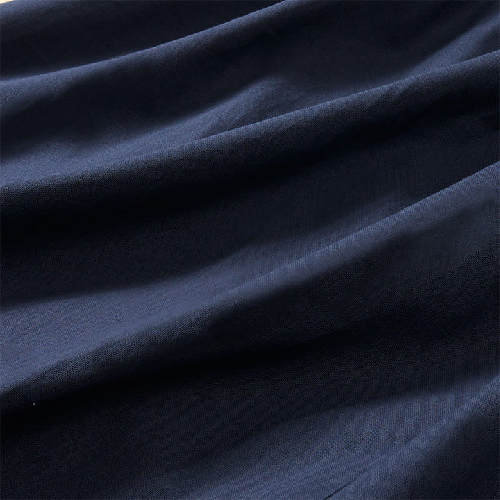 Buddha Stones Sommerliches, einfarbiges A-Linien-Kleid mit kurzen Ärmeln und Schnürung, Taschen - image 7