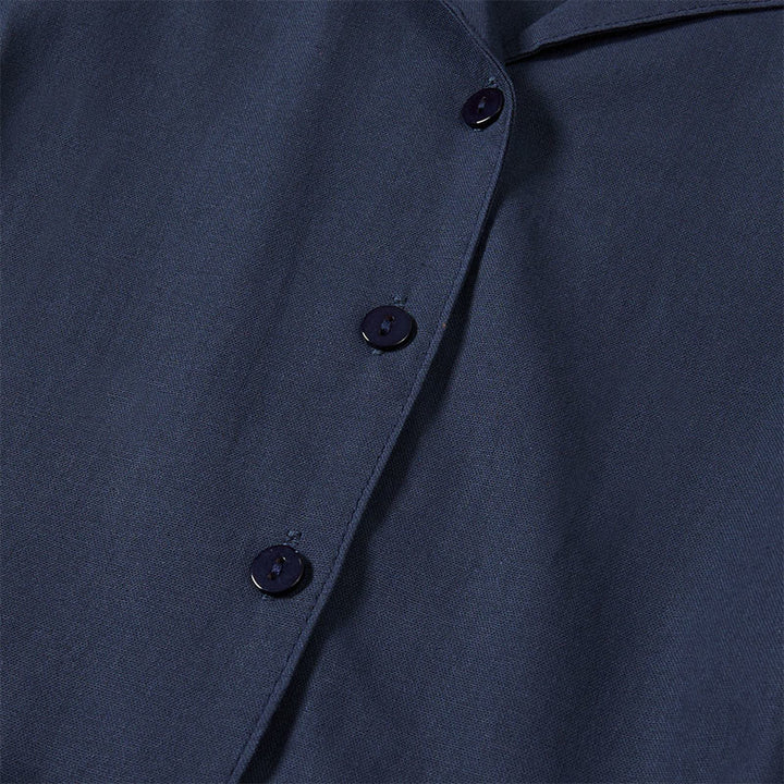 Buddha Stones Sommerliches, einfarbiges A-Linien-Kleid mit kurzen Ärmeln und Schnürung, Taschen - image 3