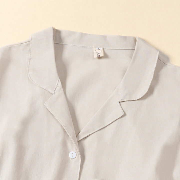 Buddha Stones Sommerliches, einfarbiges A-Linien-Kleid mit kurzen Ärmeln und Schnürung, Taschen - image 11