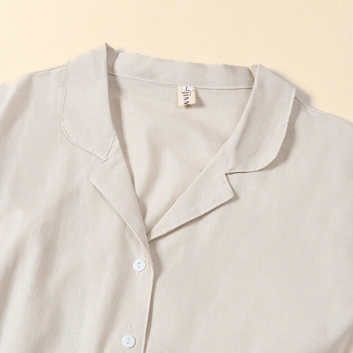 Buddha Stones Sommerliches, einfarbiges A-Linien-Kleid mit kurzen Ärmeln und Schnürung, Taschen - image 10