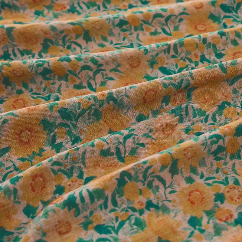 Buddha Stones Sommerliches Damen-Baumwollhemd mit Froschknopfleiste, Stehkragen, kurzen Ärmeln und Blumenmuster - image 5