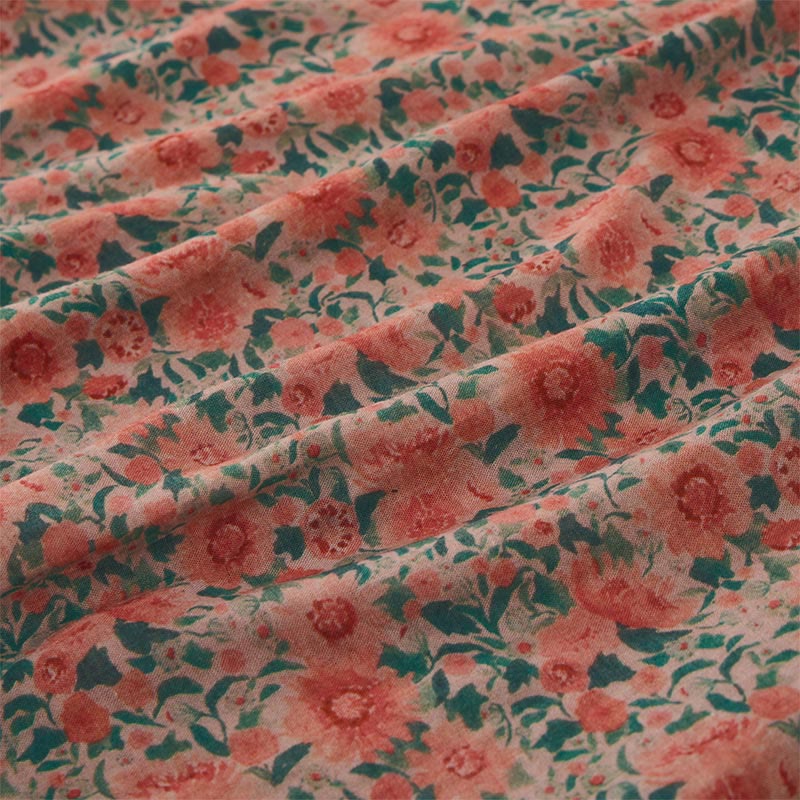 Buddha Stones Sommerliches Damen-Baumwollhemd mit Froschknopfleiste, Stehkragen, kurzen Ärmeln und Blumenmuster - image 8