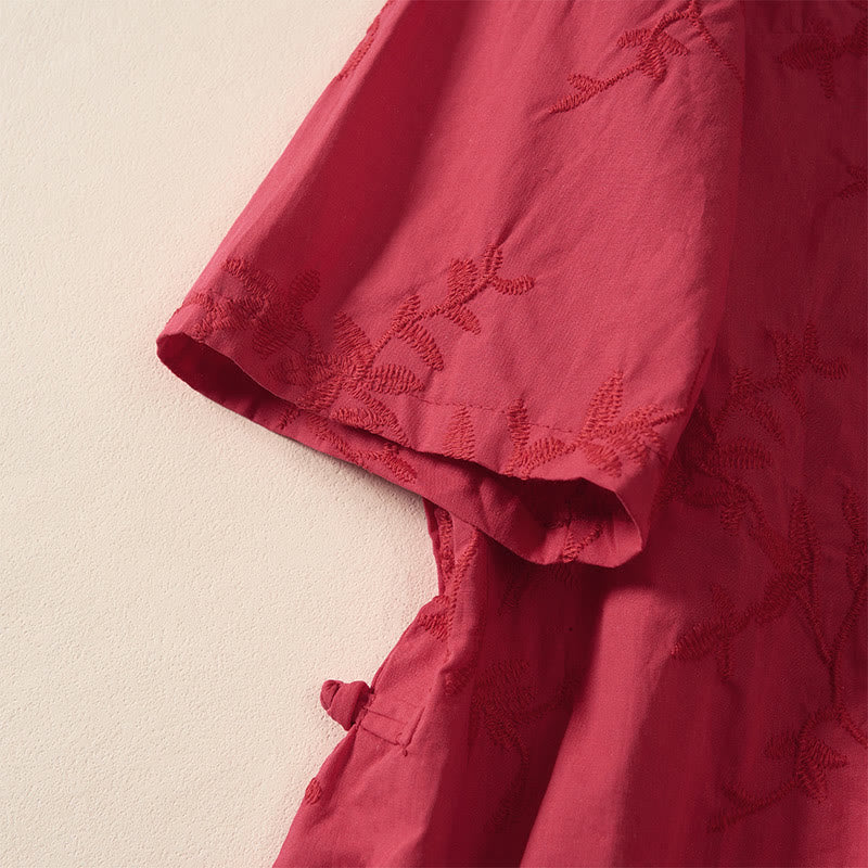 Buddha Stones Frühlingshaftes Damen-Baumwollhemd mit V-Ausschnitt, langen Ärmeln und Blattmuster - image 19