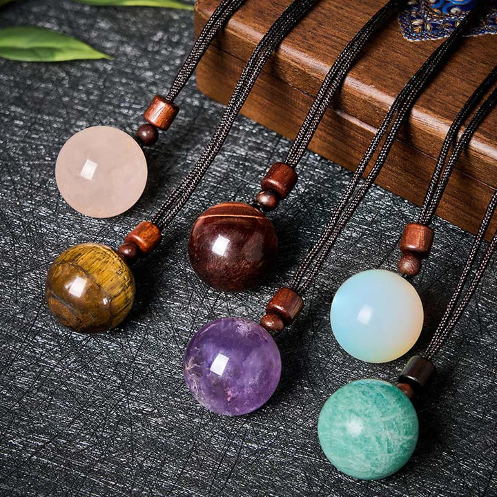 Buddha Stones Halskettenanhänger aus weißem und rosafarbenem Tigerauge-Rauchquarz zum Schutz vor diesen Elementen - image 0