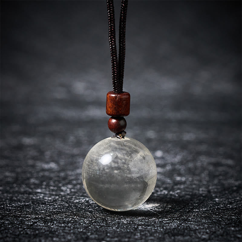 Buddha Stones Halskettenanhänger aus weißem und rosafarbenem Tigerauge-Rauchquarz zum Schutz vor diesen Elementen - Weißer Kristall - image 1