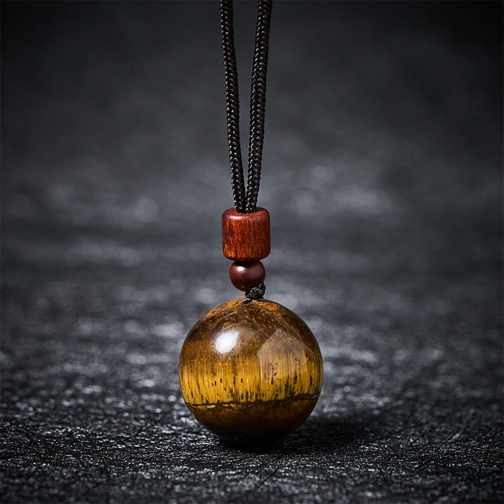 Buddha Stones Halskettenanhänger aus weißem und rosafarbenem Tigerauge-Rauchquarz zum Schutz vor diesen Elementen - Gelbes Tigerauge - image 21