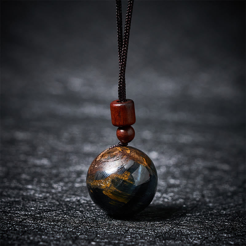 Buddha Stones Halskettenanhänger aus weißem und rosafarbenem Tigerauge-Rauchquarz zum Schutz vor diesen Elementen - Blaues Tigerauge - image 25