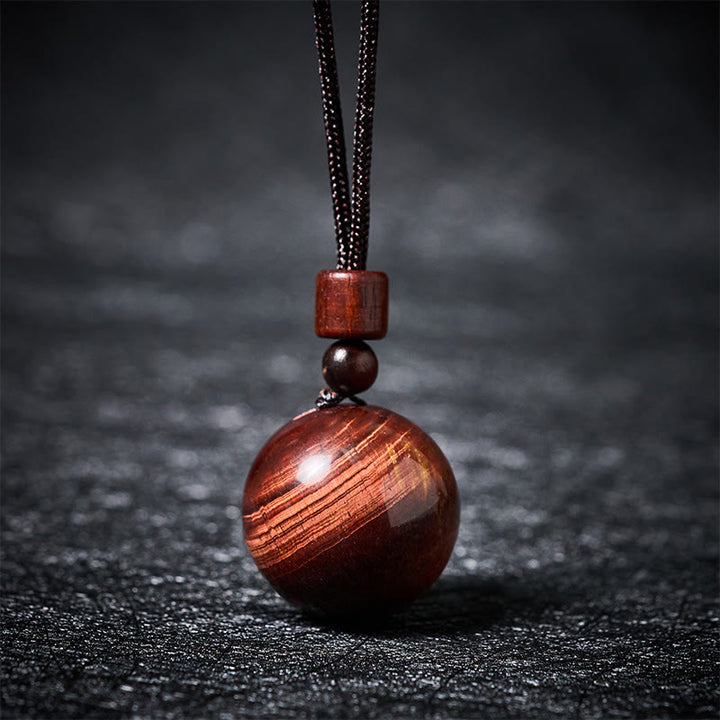 Buddha Stones Halskettenanhänger aus weißem und rosafarbenem Tigerauge-Rauchquarz zum Schutz vor diesen Elementen - Rotes Tigerauge - image 29