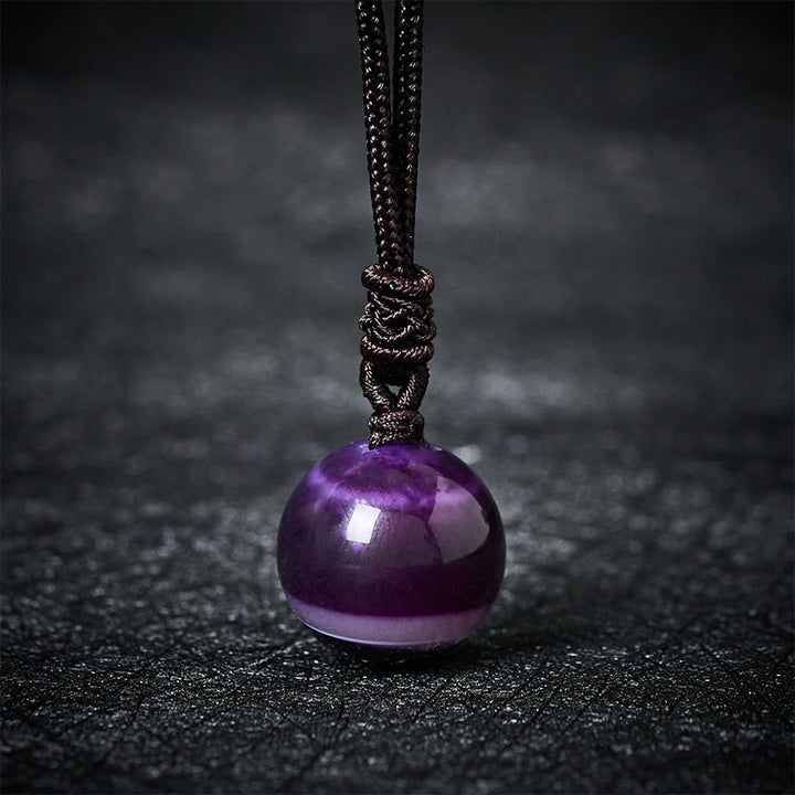 Buddha Stones Amethyst Gelber Achat Verschiedene Achat Rosa Kristall Lazurit Lapislazuli Waage Halskette Anhänger - Lila Achat - image 11