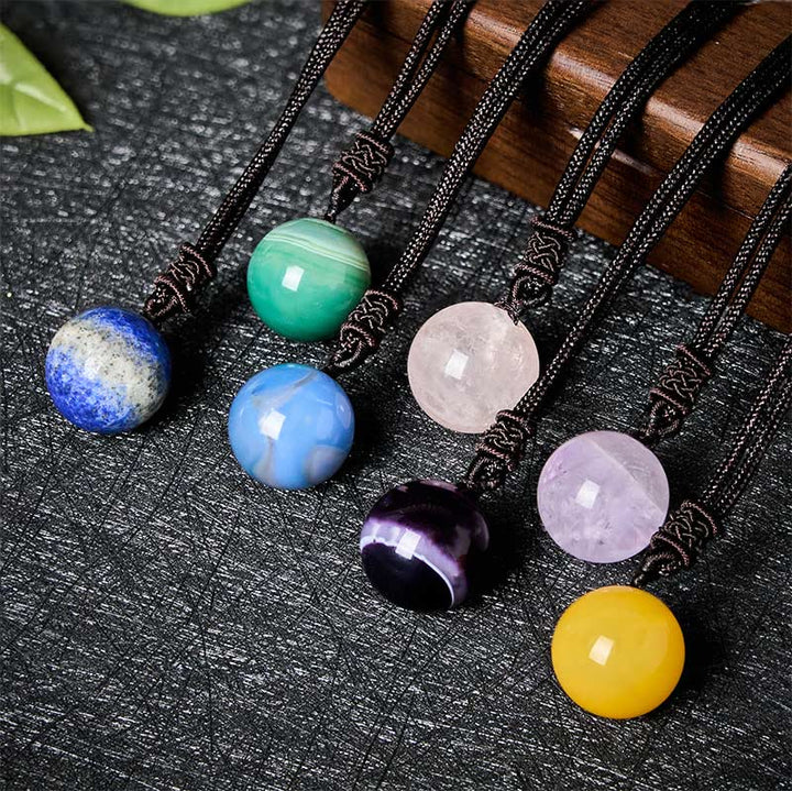 Buddha Stones Amethyst Gelber Achat Verschiedene Achat Rosa Kristall Lazurit Lapislazuli Waage Halskette Anhänger - image 27