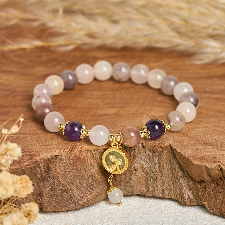 Buddha Stones Armband aus goldener Seide und Jade mit Fu-Figur (Hase) zum Schutz vor bösen Geistern - Goldener Seidenjadehase (Handgelenkumfang: 14-15 cm) - image 7