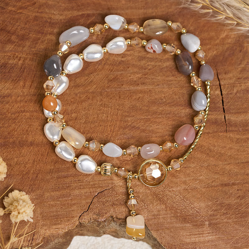 Buddha Stones, unregelmäßiges Perlen-Glasperlen-Doppelwickelarmband - image 4