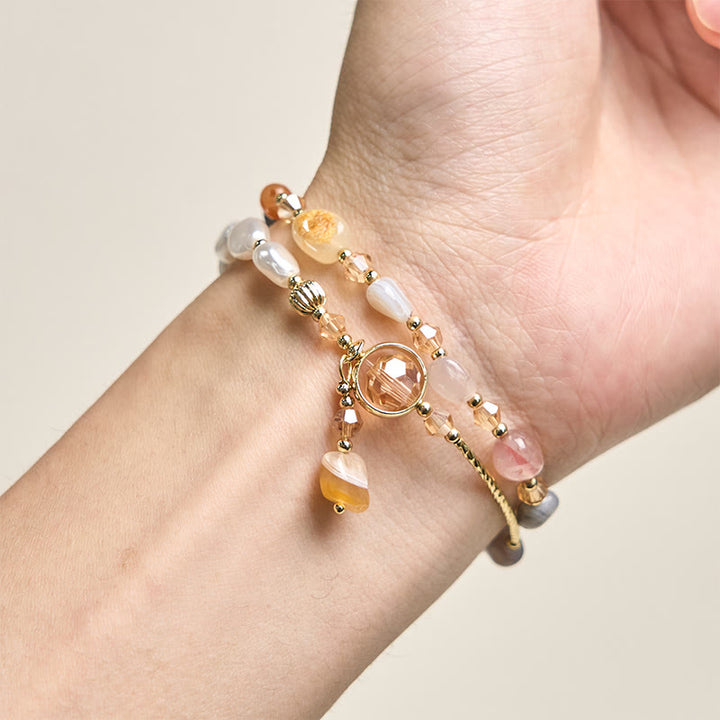 Buddha Stones, unregelmäßiges Perlen-Glasperlen-Doppelwickelarmband - image 3