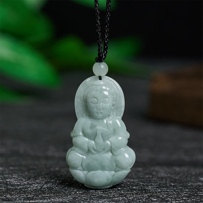 Buddha Stones Jade Kwan Yin Avalokitesvara Harmonie Halskette Anhänger - Jade Avalokitesvara - image 0