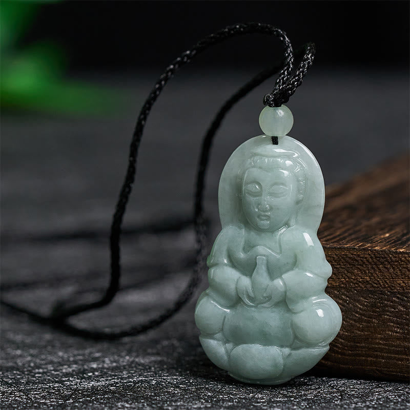 Buddha Stones Jade Kwan Yin Avalokitesvara Harmonie Halskette Anhänger - image 1