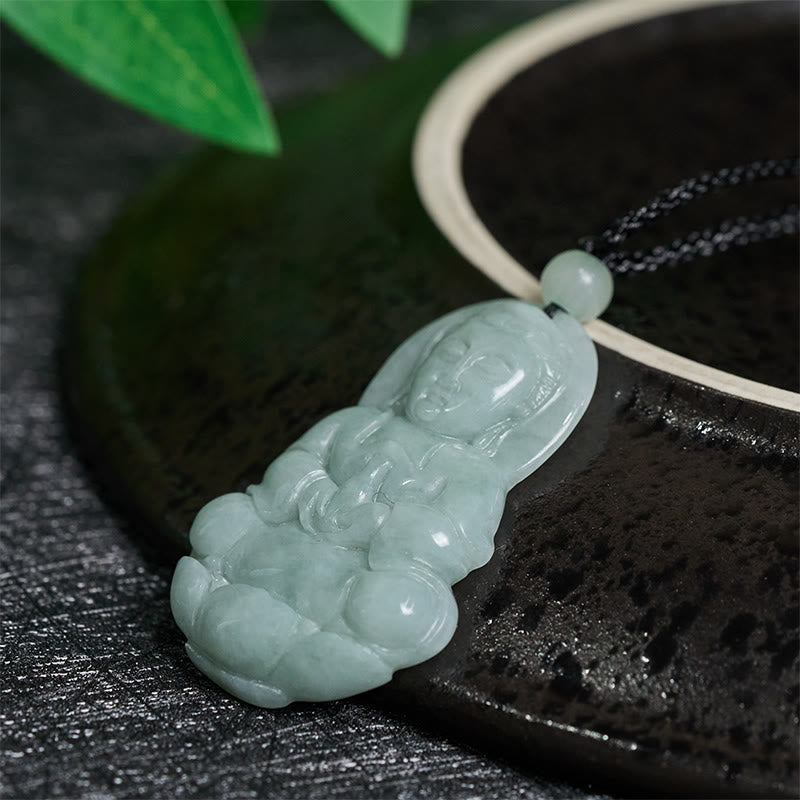 Buddha Stones Jade Kwan Yin Avalokitesvara Harmonie Halskette Anhänger - image 2