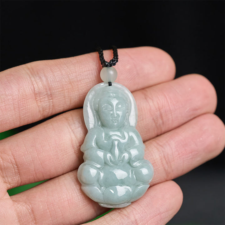 Buddha Stones Jade Kwan Yin Avalokitesvara Harmonie Halskette Anhänger - image 3