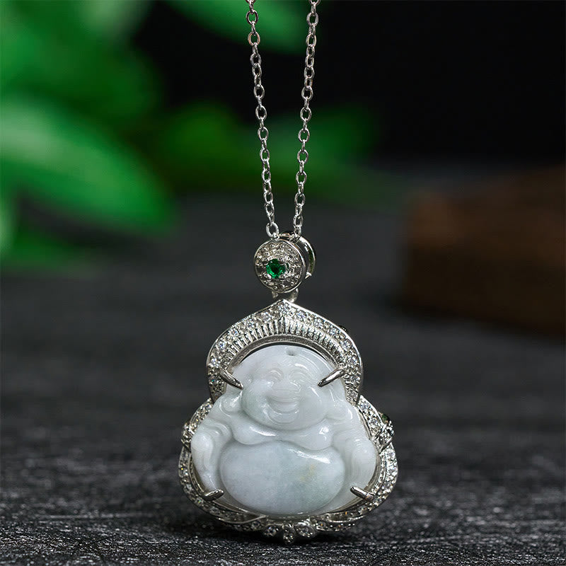 Buddha Stones Jade-Anhänger „Lachender Buddha“ – Symbol der Fülle - Lachender Buddha aus Jade - image 0