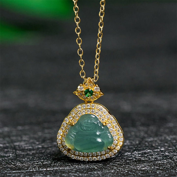 Buddha Stones Jade-Anhänger „Lachender Buddha“ – Symbol für Wohlstand und Glück - Lachender Buddha aus Jade - image 0