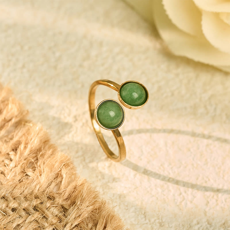 Buddha Stones Balance Calm Ring aus Titanstahl - Grüne Perle aus Titanstahl (einstellbar) - image 0