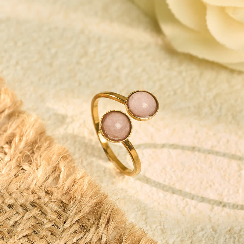 Buddha Stones Balance Calm Ring aus Titanstahl - Rosa Perle aus Titanstahl (verstellbar) - image 8