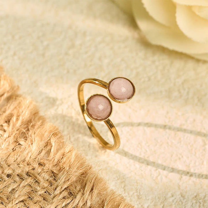 Buddha Stones Balance Calm Ring aus Titanstahl - Rosa Perle aus Titanstahl (verstellbar) - image 8