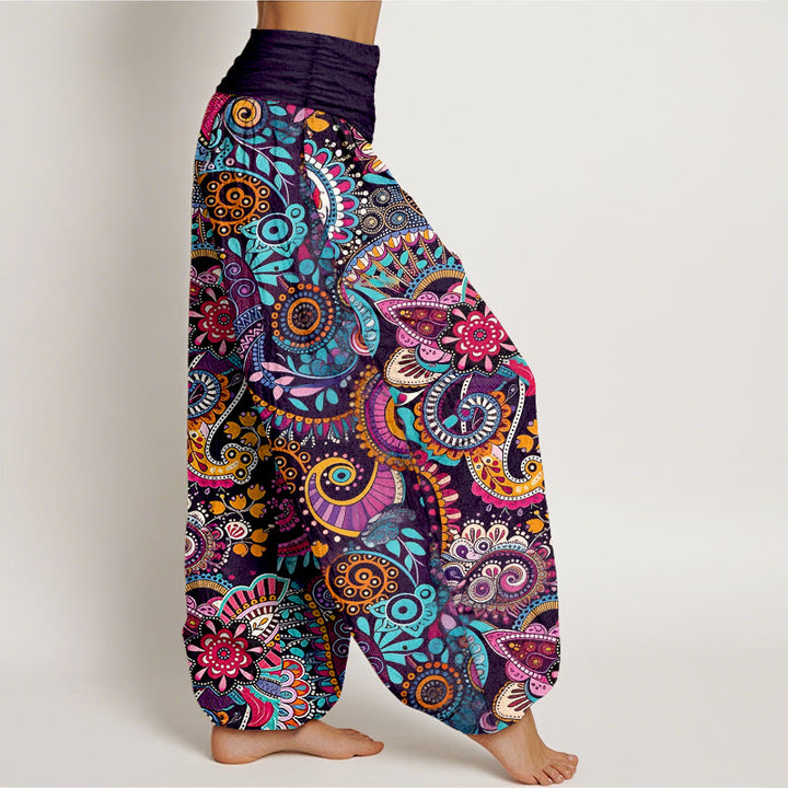 Buddha Stones Baumwoll-Haremshose mit traditionellem Paisley-Muster und elastischem Bund für Damen - image 2