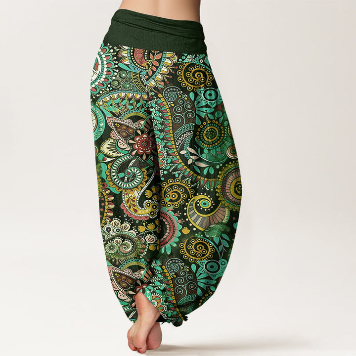 Buddha Stones Baumwoll-Haremshose mit traditionellem Paisley-Muster und elastischem Bund für Damen - image 6