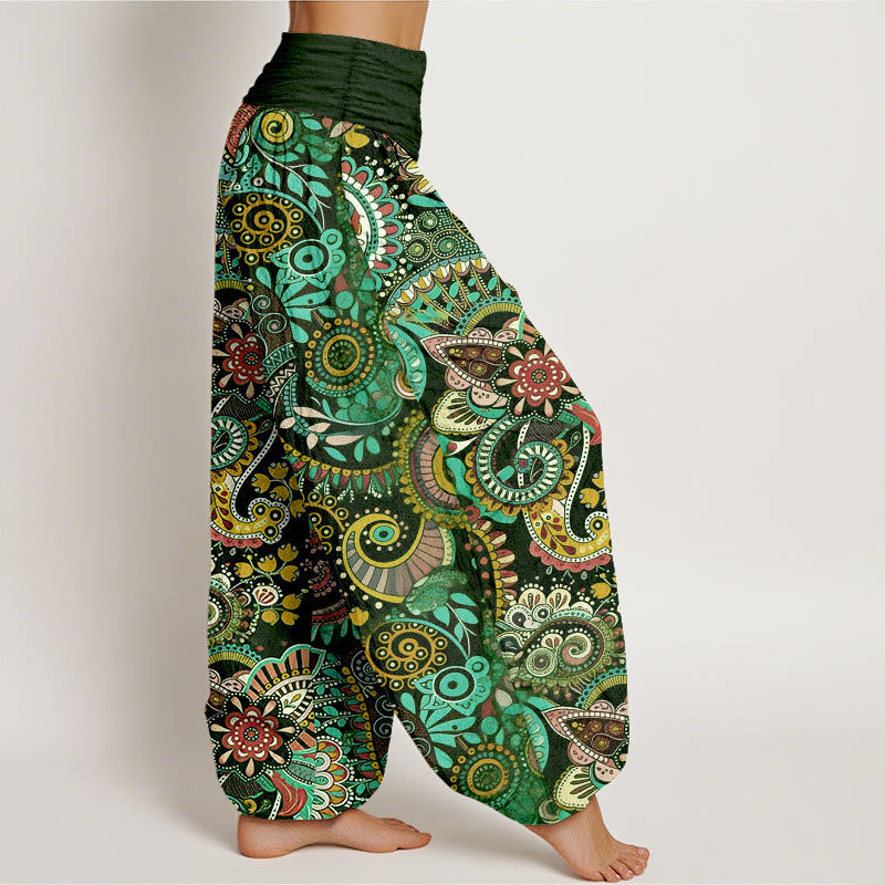 Buddha Stones Baumwoll-Haremshose mit traditionellem Paisley-Muster und elastischem Bund für Damen - image 7